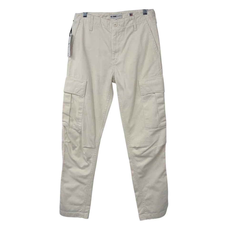 New RE/DONE White Cargo Jeans Pants Womens 24 Straight Straight